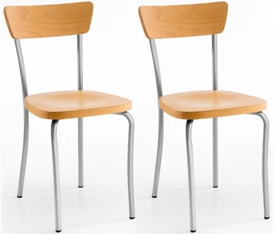 sedia cucina mod. star / struttura metallo / sedile e schienale legno / set 2x - Immagine 1 di 4
