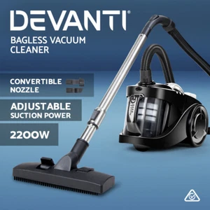Devanti Bagless Vacuum Cleaner 2200W Cyclone Cyclonic Car Cleaners Home Black - Picture 1 of 11
