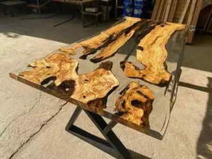 Custom Order Diameter Special Acacia Wood Clear Epoxy Dining Table-Epoxy - Picture 1 of 12