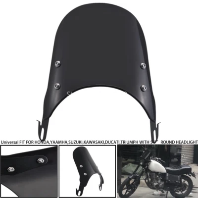 Faro Redondo Universal 5"-7" Motocicleta Parabrisas Negro Parabrisas Para Honda Foto 1 de 4