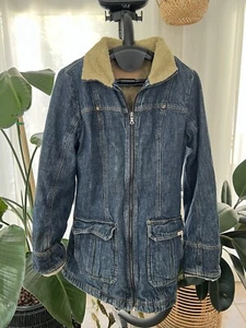 Chaqueta de mezclilla forrada Sherpa vintage Guess para mujer Y2K talla S - Imagen 1 de 10
