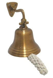 4 Inch Solid Brass Ship Bell Nautical Wall Decor Dinner Brass Bell Hanging - Picture 1 of 8