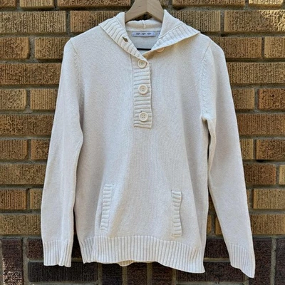 EIGHT EIGHT EIGHT Hooded Cotton Sweater Hoodie - Womens L - Ivory - Image 1 of 4