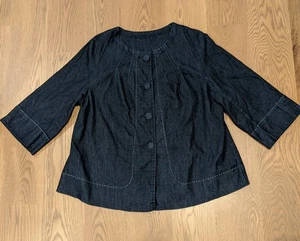 Venezia Jacket Blue Denim Medium Weight Buttons 3/4 Length Sleeves Size 14/16 - Picture 1 of 13