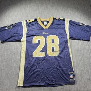 Maglia calcio St Louis Rams uomo grande blu NFL Marshall Faulk 28 Reebok - Foto 1 di 7