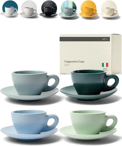 Cappuccinotassen 4er Set [8oz] - Dickwandiges Steinzeug Cappuccino Tasse Set Fo... - Bild 1 von 8