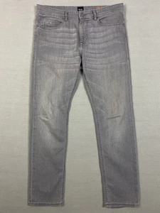 Hugo Boss Jeans Mens W32 L29 Light Grey Delaware Slim Fit Stretch Zip Fly Denim - Picture 1 of 19