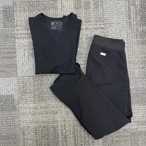 FIGS Damen schwarze XS/P Kade Cargohose und XXS Casma Top Scrubs Set medical - Bild 1 von 7