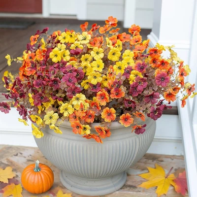 12 Paquetes Otoño Artificial Mamás Exterior Resistente UV Flores Porche Patio Decoración Foto 1 de 4