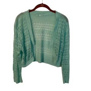 Maurices Womens Size XL Mint Green Long Sleeve Open Front Crochet Shrug - Picture 1 of 6