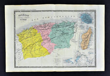 1860 Ansart Map - France Colonies Algeria Madagascar Senegal Isle de la Reunion