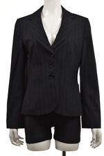 Ann Taylor Womens Blazer Size 8 Navy Blue Pinstriped Wool Long Sleeve Jacket