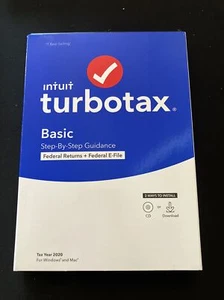 Intuit TurboTax Basic Federal + Efile 2020 (1-User) Mac Windows Sealed - Picture 1 of 3