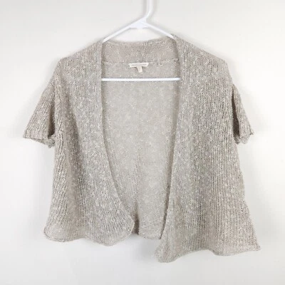 Eileen Fisher Sweater Womens Small Beige Open Knit Linen Blend Short Sleeve - Image 1 of 4