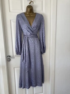 BNWT Stunning Coast Silver V Neck Midi Fit Flare Occasion Dress Size 12 /14 - Picture 1 of 8