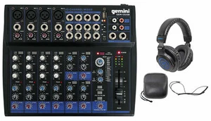 Gemini GEM-12USB 12 Channel Bluetooth Mixer w/USB 12 Ins/3 Band EQ+Headphones - Picture 1 of 12