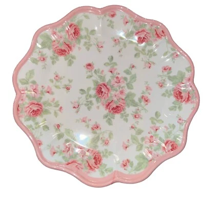 "Juego de 4 platos de cena de melamina de 11"" festoneados rosas rosadas Rachel Ashwell" Foto 1 de 4