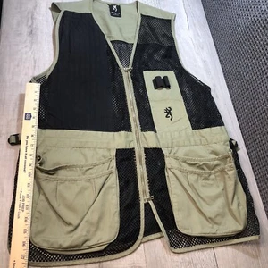 Browning Men Vest XL Olive Black Yellow Accents Shooting Deer Logo Hunting - Picture 1 of 8