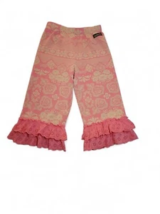 Matilda Jane Girl's Size 6 Sugar Rush Cropped Ruffle Pants Pink And Cream Kids - Picture 1 of 7