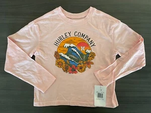 NEW Hurley Long Sleeve Shirt Girls Size Small Grey Pink Sand MSRP $24 - Picture 1 of 7