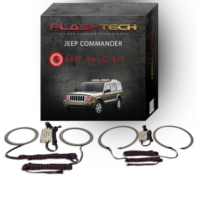 Kit de halo de faros LED Red Angel Eye para faros Jeep Commander 2006-2010 Foto 1 de 2