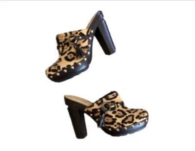 Tacones zueco Coach Rana ocelote leopardo marrón estampado animal plataforma pelo de becerro 8 Foto 1 de 4