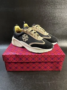 Tory Burch Good Luck Trainer Women’s Sneaker Black Cream Size 9 New In Box - Picture 1 of 16