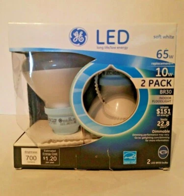2 PACK LED BULBS 65 W INDOOR FLOODLICHT BR30 GENERAL ELECTRIC NEW - Image 1 of 4