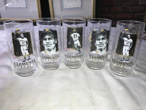 (5) 1994 EAT'N PARK Pittsburgh Pirates ROBERTO CLEMENTE COCA COLA Glass TUMBLERS Cover