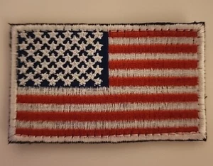 AMERICAN FLAG EMBROIDERED PATCH WHITE BORDER USA US W/Velcro - Picture 1 of 1