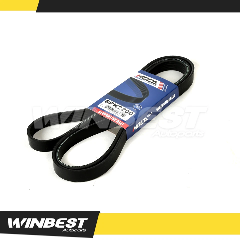 Serpentine Belt 6PK2200 for 85-89 Cadillac DeVille 00-11 Dodge Ford Mazda 4.0L - Image 1 of 4