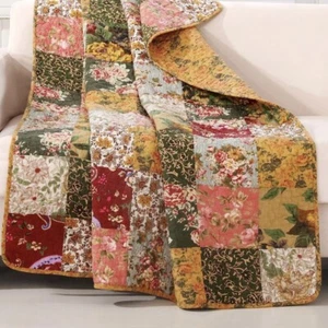 NEW Anthropologie Boho Floral Throw Blanket Bedspread Quilt Bedding - 50" x 60" - Picture 1 of 9
