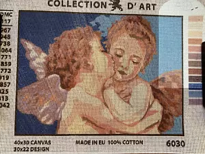 Collection d' Art Needlepoint kit "Angels" #6030" 12" X 8.5", 11 ct., + yarn - Picture 1 of 9