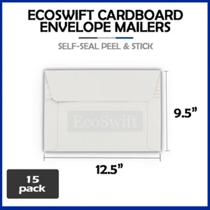 15 - 12.5" x 9.5" EcoSwift White Photo Ship Flats Cardboard Envelope Mailers - Picture 1 of 8