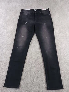 BP Nordstrom Womens Paint Splatter Denim Jeans 34 Skinny Black Cotton Blend - Picture 1 of 15