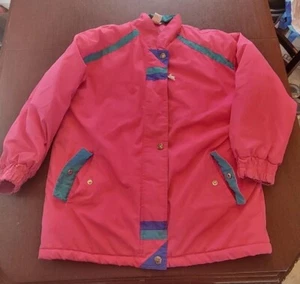Haband Vintage Women's Winter Jacket 80's Sz L Amazing Pink Teal and Blue  - Picture 1 of 8