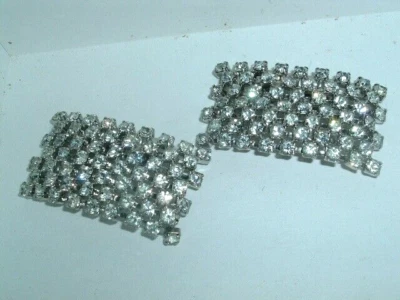Clips para zapatos Art Deco firmados por MUSI VINTAGE diamantes de imitación blancos 7 filas rectángulo Foto 1 de 3