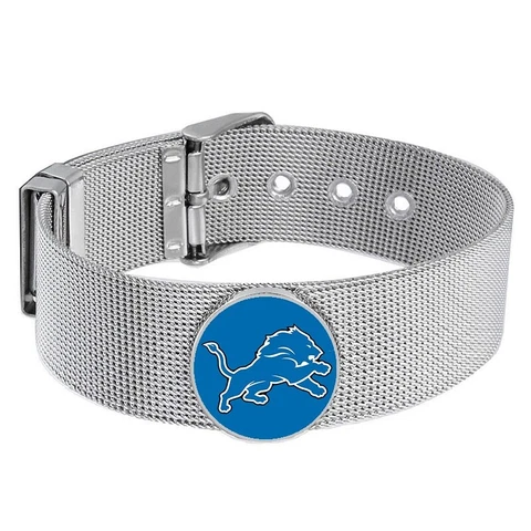 Detroit Lions Mens Womens Silver Adjustable Bracelet w Gift Pkg D6 Cover