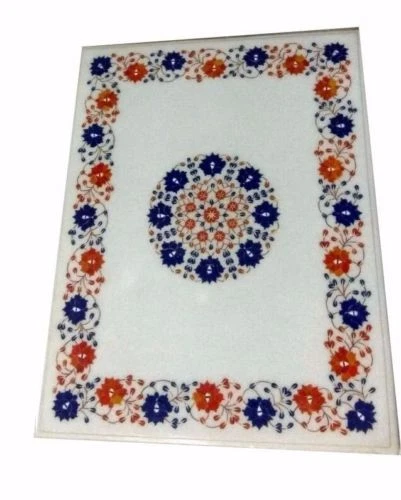 36" x 24" Semi Precious Stone Handicraft Inlay Work Art work Marble Table Top - Image 1 of 1