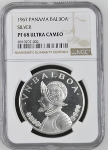 1967 PANAMA Silver BALBOA NGC PF-68 ULTRA CAMEO - 002 - Picture 1 of 2