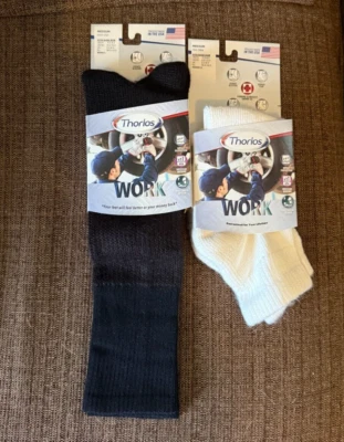 THORLOS WORK SOCKS UNISEX Bundle of 2 Mini Crew Over Calf Medium Black White - Image 1 of 4