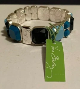 Vera Bradley Ink Blue Colorful Gem 7" Stretch Bracelet - NWT - Picture 1 of 4