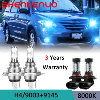 For 2000 2001 Mazda MPV LED Headlights Fog Light Bulbs 4X 8K Hi/Low Beam H4+9006 - Image 1 of 4