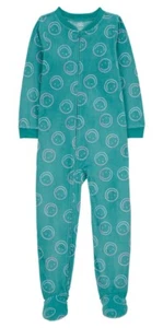 NWT Carters Girls Fleece Footed Sleeper Smiley Face Emoji   Size 12 - Picture 1 of 4