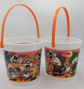 Lot Of 2 Glow In The Dark 1998 Blockbuster Nickelodeon Rugrats Halloween Bucket  - Picture 1 of 10