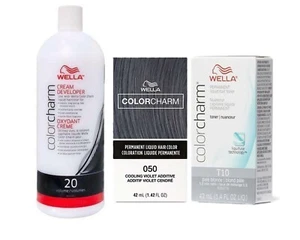 Wella Color Charm Toner T10 Pale Blonde & 050 Cooling Violet + 20 Developer - Picture 1 of 1