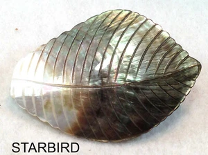 BLACK MOTHER OF PEARL,  SEASHELL  BARRETTE 80's VINTAGE - Picture 1 of 9