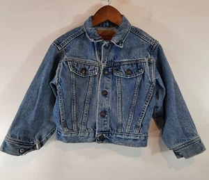 Vintage Little Levis Kids Trucker Jacket Size 4 Denim Jean Snap Front USA 1990s - Picture 1 of 10