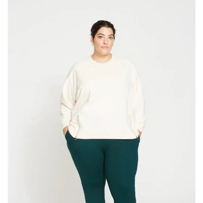 Universal Estándar Melocotón Terry Cremallera Lateral Manga Larga Pullover Sudadera S o XL Foto 1 de 4