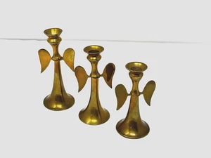 Vintage Zierlicher Messing Kerzenständer ENGEL Mid Century MCM Natur Patina - Bild 1 von 13